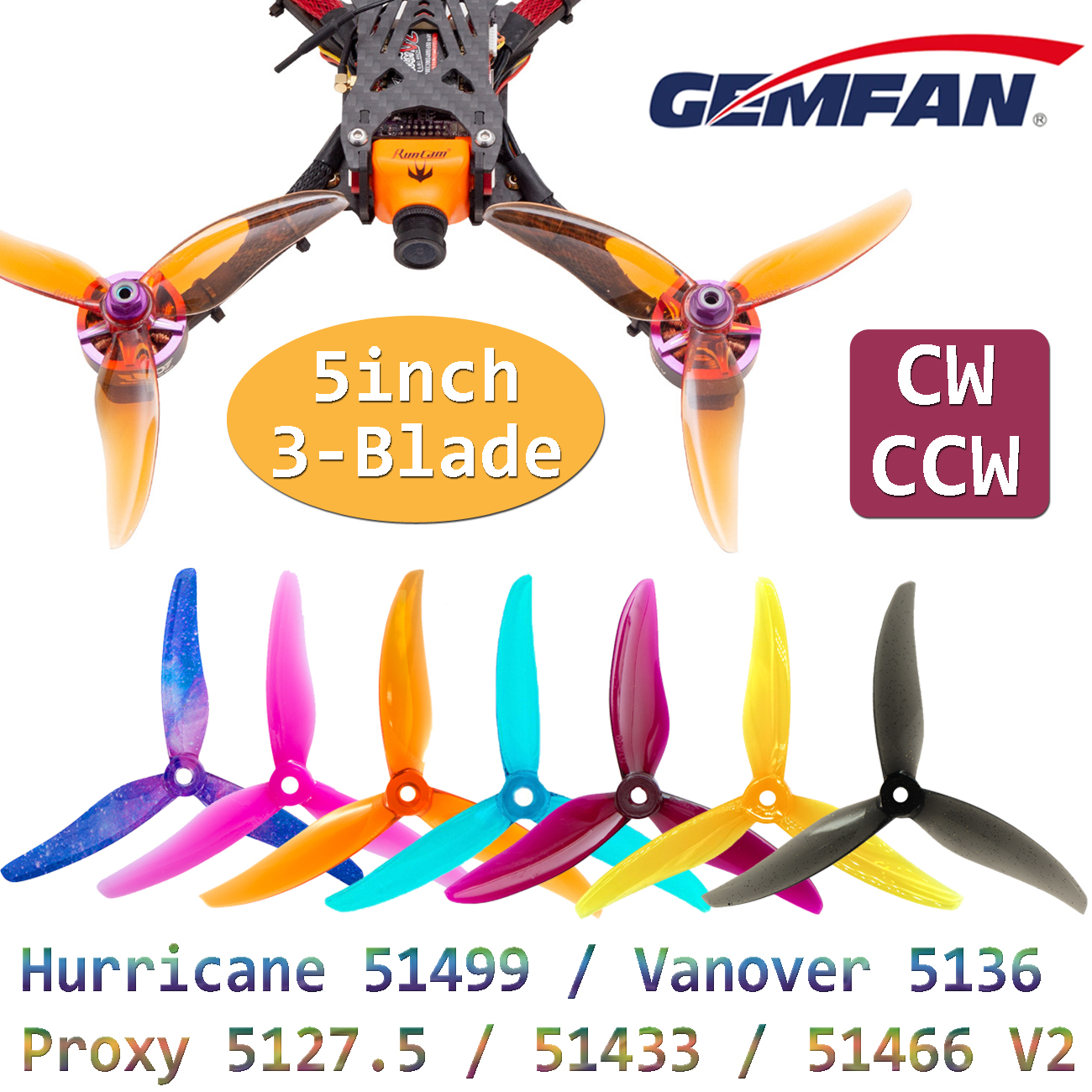 Drone Frame 5 Inch - 2Pair Gemfan Hurricane 51499 / Vanover
