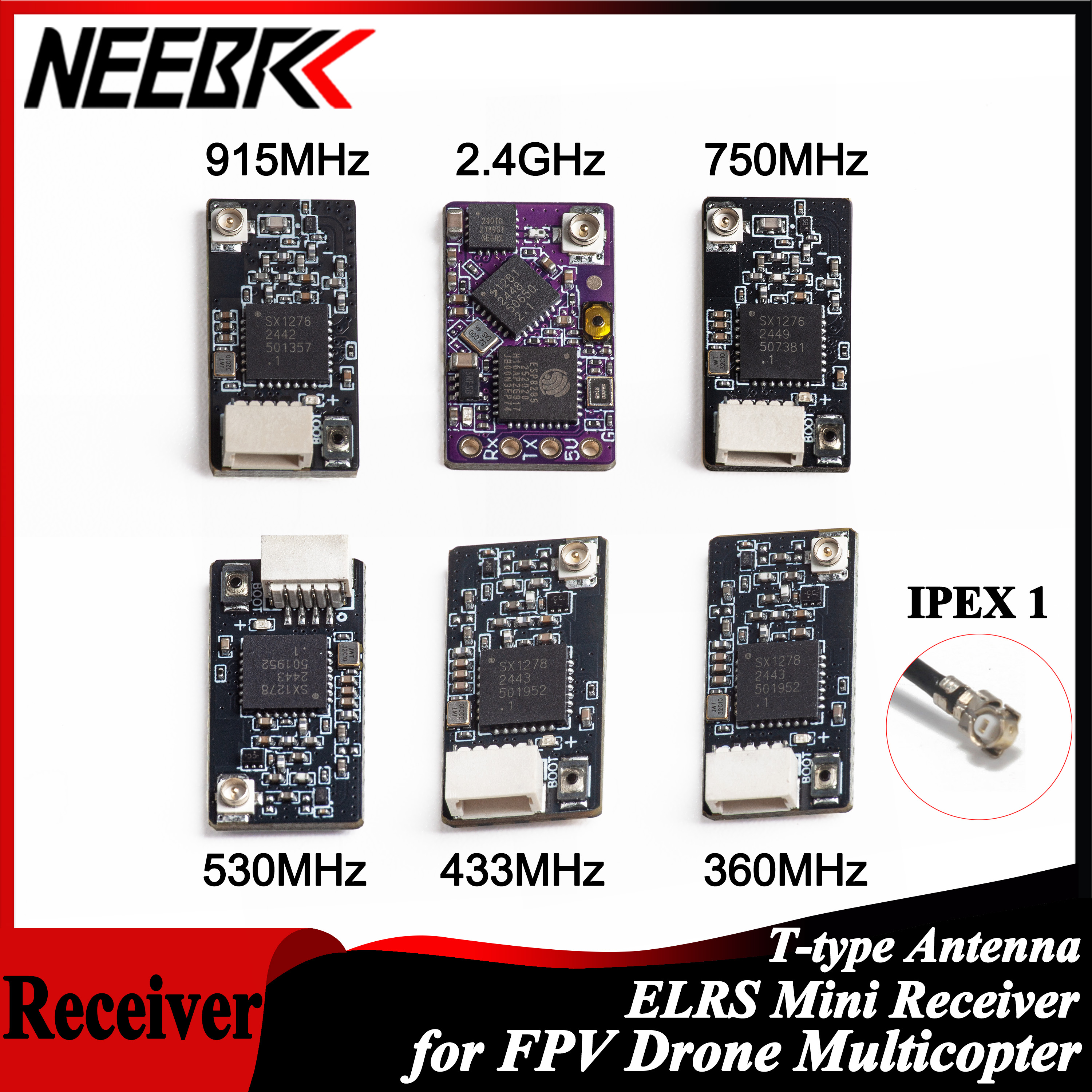 Fpv Antenna Receiver - NEEBRC ELRS 2.4G/915Mhz/360Mhz/433MHz/530MHz/750Mhz RX Long Range