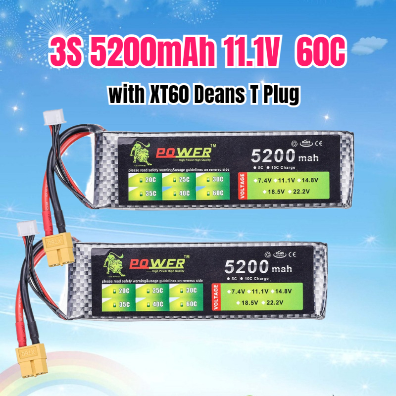 Drone Zll Rc - 3S 5200mah 11.1V 60C Lipo Battery