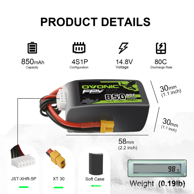 OVONIC 4S 14.8V 850mAh 80C LiP - Drone Zll Rc ulasan dan harga