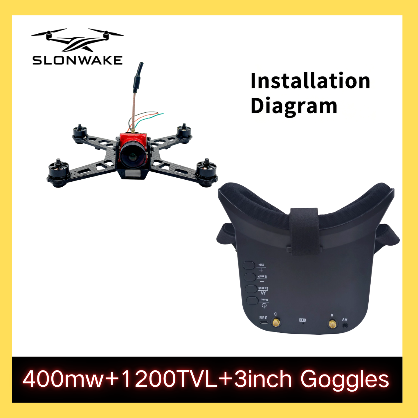 SLONWAKE 5.8G 48CH FPV 400mw V - Drone Rc1 ulasan dan harga