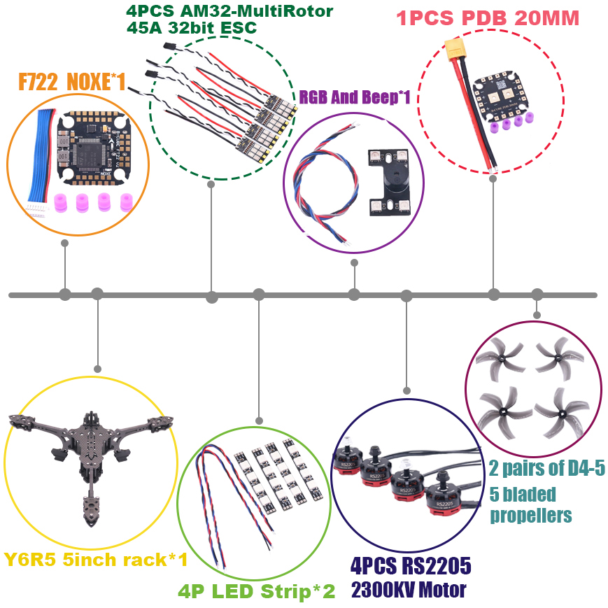 B-CUBE Y6R5 5inch FPV Drone Fr - Drone Frame 5 Inch ulasan dan harga